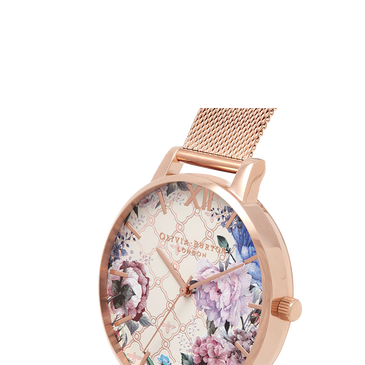 Olivia Burton Glasshouse Rose Gold Plated Mesh Ladies Watch