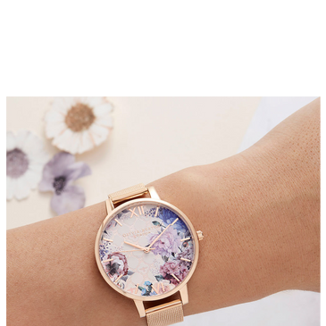 Olivia Burton Glasshouse Rose Gold Plated Mesh Ladies Watch