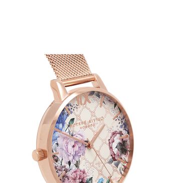 Olivia Burton Glasshouse Rose Gold Plated Mesh Ladies Watch