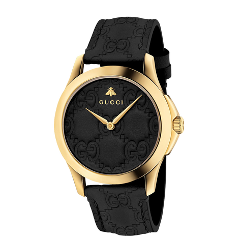 Gucci G Timeless Gold Plated Leather Watch