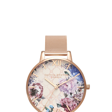 Olivia Burton Glasshouse Rose Gold Plated Mesh Ladies Watch