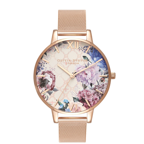 Olivia Burton Glasshouse Rose Gold Plated Mesh Ladies Watch